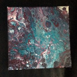 8x8 in acrylic pour painting